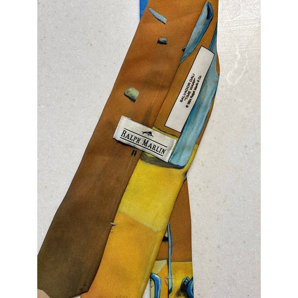 Ralph Marlin Salvador Dali The Persistence of Memory Silk Tie Surreal Art VTG - Picture 4 of 4